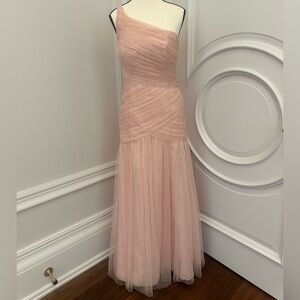 White by Vera Wang Blush/Baby Pink One-Shoulder Tulle Dress (Fits like a Size 4)